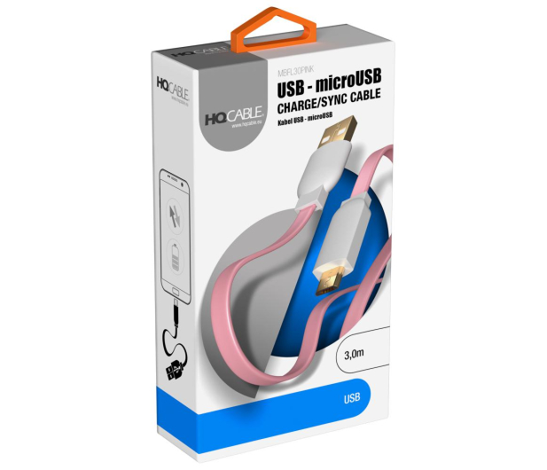 HQCable USB-MICRO USB 3M, różowy - 1459713 - zdjęcie 3